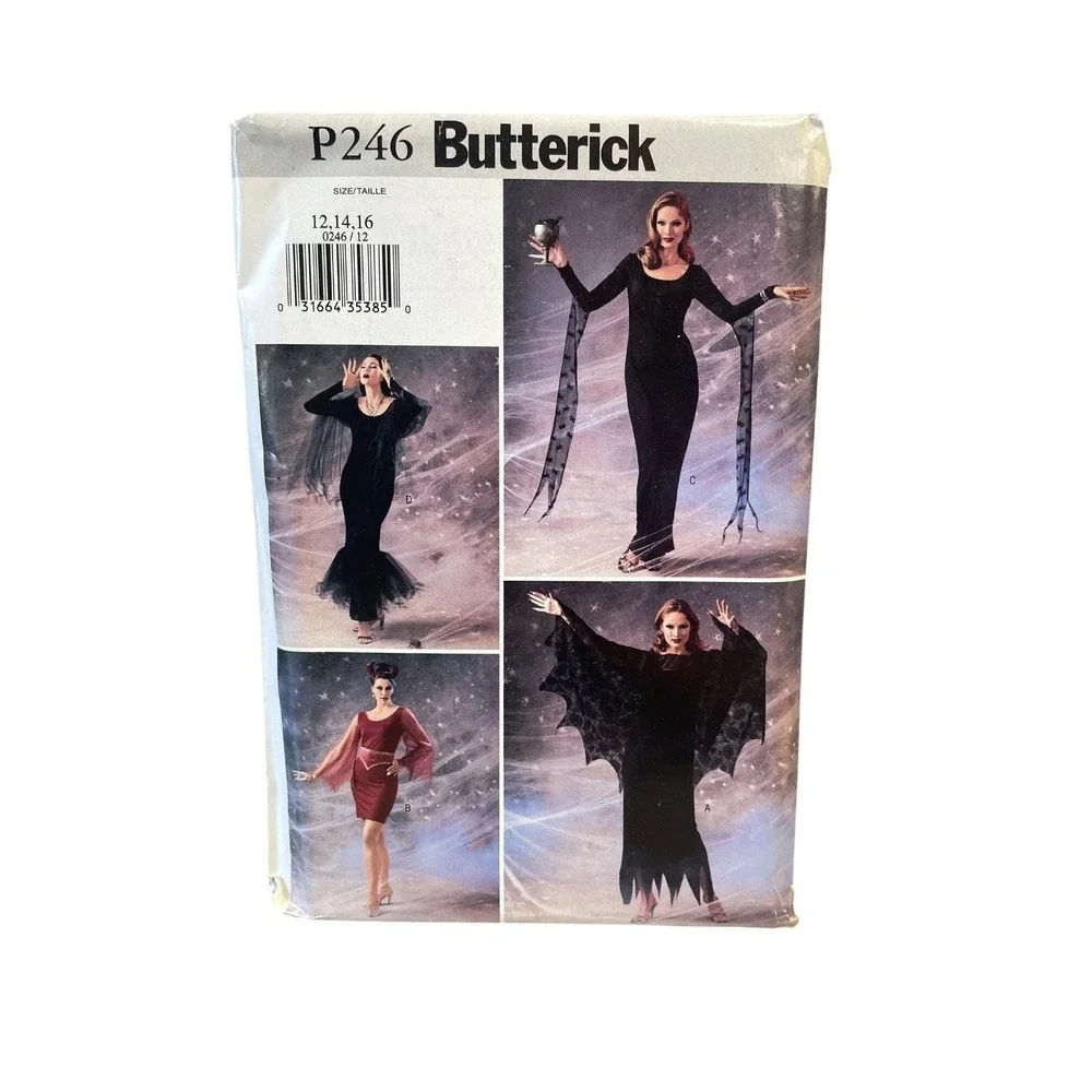 Butterick Sewing Pattern P246 Misses Size 12-16 Cape Dress Halloween Gothic